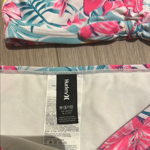 Hurley Pink and Blue Floral Bikini Swimwear girl size 8-10 - Picture 6 of 9